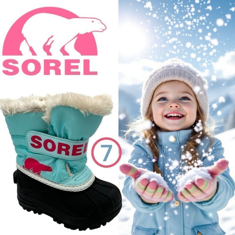 Sorel Kids Commander Waterproof Insulated Snow Winter Boots Blue Green Size 7